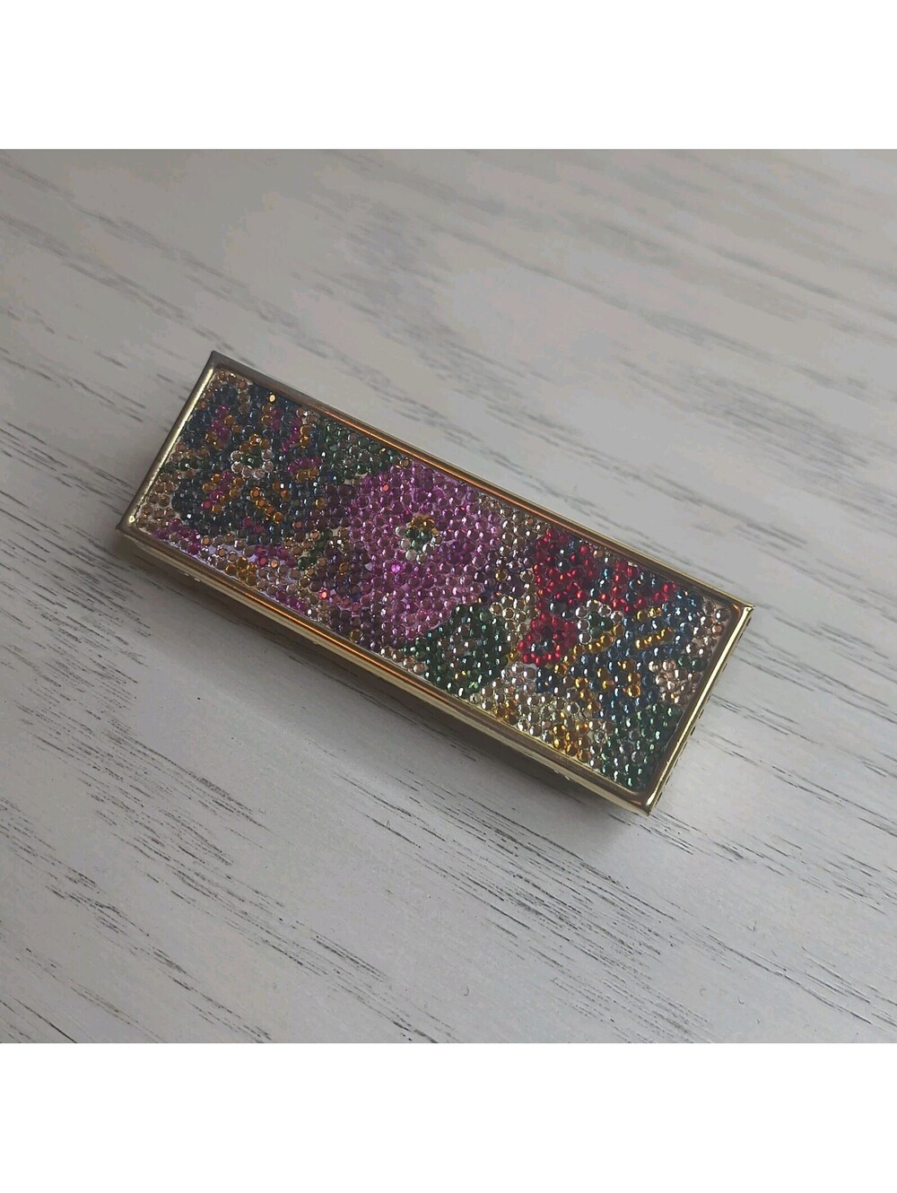 RARE Judith Leiber Swarovski Roses Floral Crystal Lipstick Case